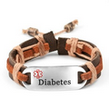 Adults Diabetes Leather/Hemp Desert Bracelet Engravable Back